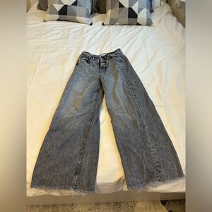 Zara Grey High Waisted Wide Leg Jeans, size 2